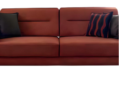 Sofa Terrakotta Stoff Modern Chromfüße Komfort Couch Wohnzimmer Stil 3-Sitzer
