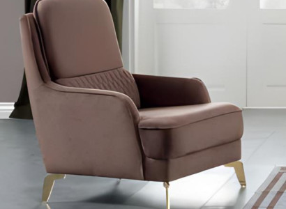 Sessel Braun Stoffbezug Goldfüße Elegant Polster Komfort Modern Wohnzimmer