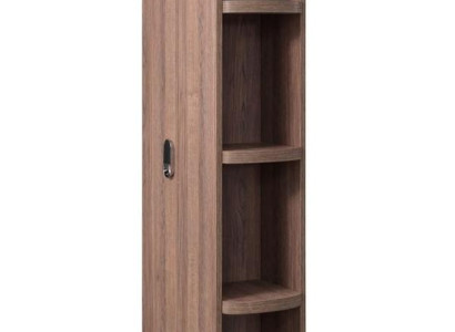 Elegantes braunes Bücherregal aus Holz im modernen minimalistischen