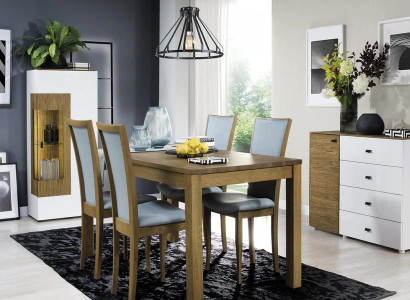 Luxuriöses Esszimmer Esstisch + 4x Stühle Komplett Vitrine Set 7tlg