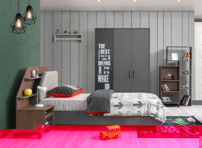 Kinderzimmer Set Kinderbett Nachttisch Kleiderschrank Buecherregal Modern