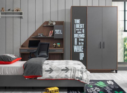 Braun Schreibtisch Designer Jugendzimmer Kleiderschrank Top-Qualität  Möbel
