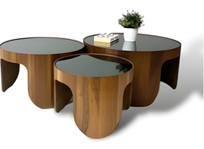 Wohnzimmertisch Couchtisch 3tlg Beistelltisch Kaffeetisch Braun Luxus Möbel