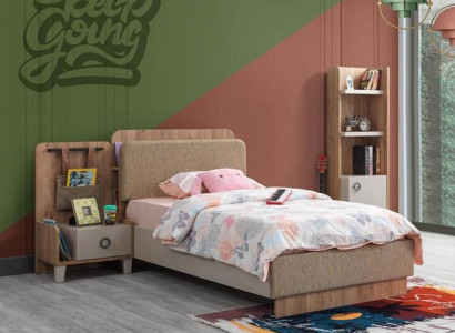 Braun Kinderzimmer Set Kinderbett Nachttisch stilvolle Möbel Modern Top-Qualität