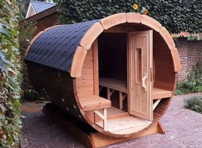 Fasshütte Wellnessfass Saunafass Holzfassauna Naturfasssauna Gartensauna