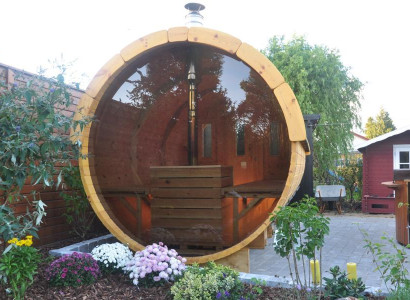 Saunatonne Fasssauna Holzsauna Saunafass Fasshütte Barrelsauna