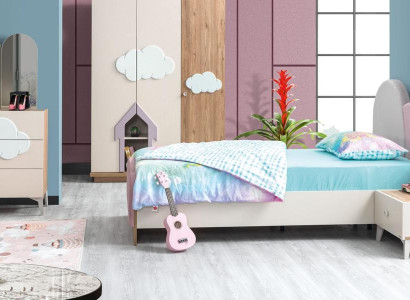 Kinderzimmer Set Kinderbett Nachttisch Kommode Top-Qualität Möbel Rosa Modern