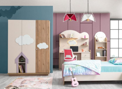 Rosa Holz Kleiderschrank und Schreibtisch Set modern elegant