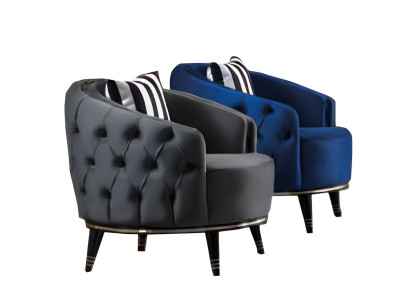 Sessel 1 Sitzer Wohnzimmer Moderne Design Chesterfield Blau Möbel Luxus