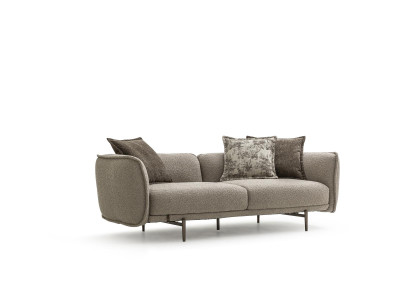 Wohnzimmer 3-Sitzer Dreisatzsofa Polster Möbel Stoff Grau Modern Couch