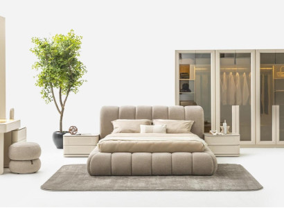 Schlafzimmer Bett 2х Nachttische Schminktisch Spiegel Hocker Kleiderschrank