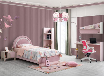 Kinderzimmer Set Modern Kinderbett Nachttisch Buecherregal Schreibtisch rosa