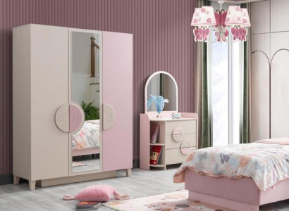 Kinderzimmer Set Mehrfarbig Top-Qualität Komplett Kleiderschrank Kommode Rosa
