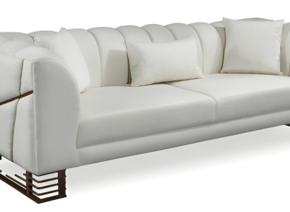 Designer Sofa 3 Sitzer Polstersofa Dreisitzer Couch mit Kissen Wohnzimmer