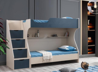 Blaues Kinderbett aus Holz modern, stilvoll und sicher
