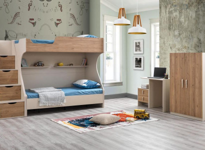 Kinderzimmer-Set aus Holz in Braun mit modernem Design