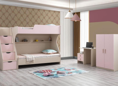 Modern Kinderzimmer Set Kinderbett Nachttisch Schreibtisch Kleiderschrank Ros