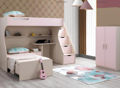 Modern Kinderzimmer Set Kinderbett Nachttisch Kleiderschrank Rosa