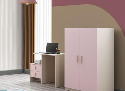 Modern Kinderzimmer Set Kleiderschrank Schreibtisch Nachttisch Rosa Top-Qualität