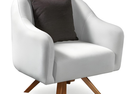 Designer Sessel 1-sitzer Sofa Loungesessel Weiß mit Kissen Wohnzimmer