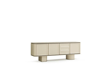 Kommode Moderne Möbel Sideboard Anrichte mit Türen Beige Lowboard Beige