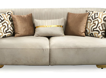 Sofa 3 Sitzer Wohnzimmer Sofa Stoffsofa Dreisitzer Couch Beige Gold