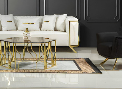 Sofa Couch Garnitur Sitzgruppe Kombination Polster Wohnzimmer Set 3+1 Beige