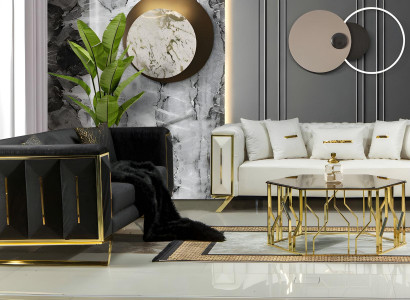 Sofagarnitur  Italienischer Stil Sitzgarnitur Polstergarnitur Sofa Couch 3+3