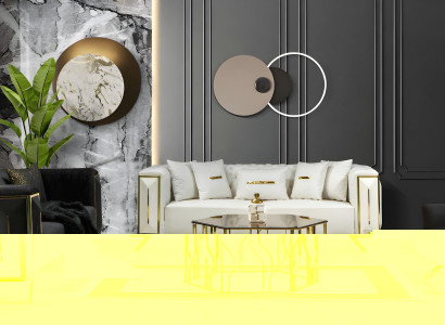 Gold Sofagruppe Sofa Kombination Sitzgarnitur Sofaset Polstergarnitur 3+3+1