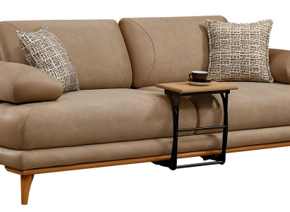 Elegantes braunes Kunstleder-Sofa mit modernem Design