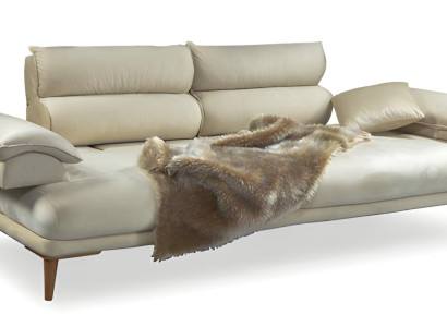 Sofa Couch Polstersofa Verstellbare Armlehnen Rückenlehne Beige 3 Sitzer