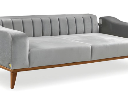 Sofa 3 Sitz Verstellbarer Rücken Polstersofa Verstellbare Rückenlehne Silber