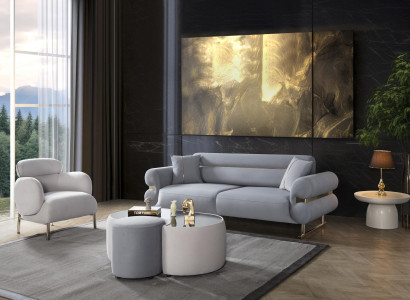 Luxus 2tlg Wohnzimmer Set Sofa 3-Sitzer Sessel Top-Qualität Modernes Design