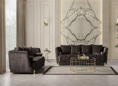 Modern Wohnzimmer 2x 3-Sitzer Sofas Luxus Polster Couchen Sitzmöbel Braun