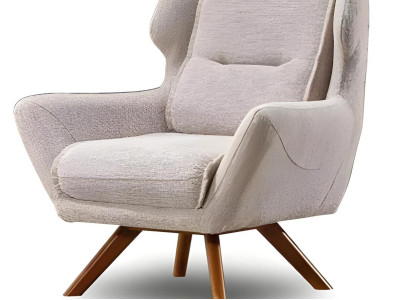 Moderner Hellgrauer Stoffsessel aus Holz für Wohnzimmer