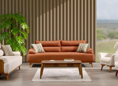 Moderne weiße Stoffsofa-Garnitur aus Holz für Wohnzimmer