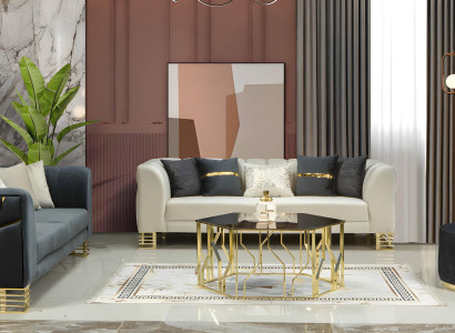 Sofagarnitur  Italienischer Stil Sitzgarnitur Polstergarnitur Sofa Couch 3+3+1