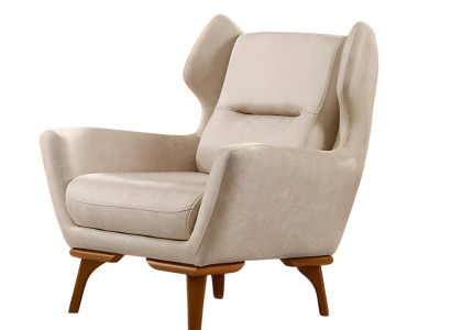 Moderner weißer Holz-Textil Sessel elegant und stilvoll