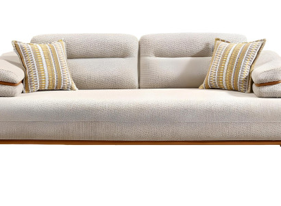 Elegantes weißes Stoffsofa aus Holz für modernes Wohnzimmer