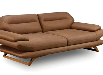 Moderner brauner Stoffsofa 3-Sitzer mit Holzrahmen