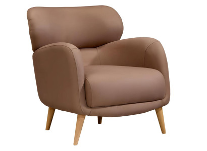 Moderner brauner Stoffsessel aus Holz für stilvolles Wohnzimmer