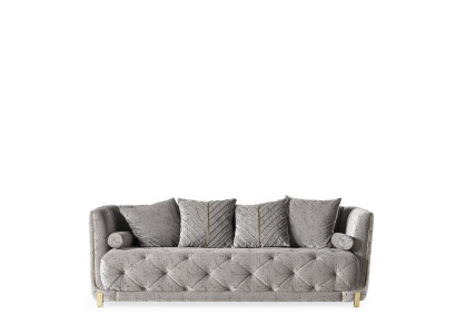 Modern Sofa 3 Sitzer Grau Hochwertig Polster Sofas Design Textil stilvoll