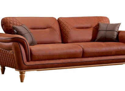 Modernes orangefarbenes Stoffsofa mit Holzrahmen für Wohnzimmer
