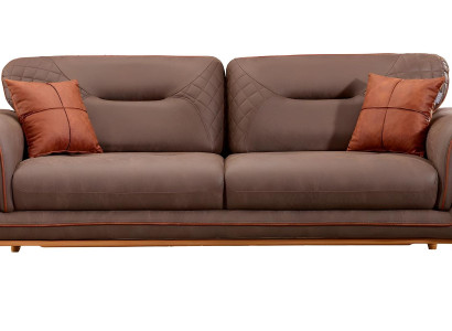 Modernes braunes Stoffsofa mit Holzrahmen für Wohnzimmer