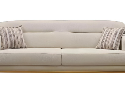 Elegantes weißes Stoffsofa mit Holzrahmen im modernen Design