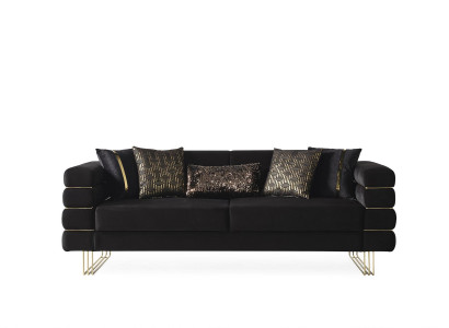 Modern Sofa 3 Sitzer Top-Qualität Schwarz Hochwertig Polster Sofas Design