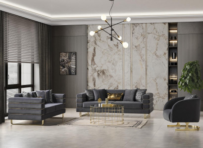 Modern Grau Sofagarnitur 3 3 1 Sitzer Set Design Sofa Polster Couchen Couch