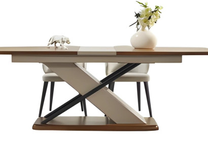 Luxus Esstisch Tische Ausziehbarer Designer Tisch Braun Beige mit 4 Stühlen Set