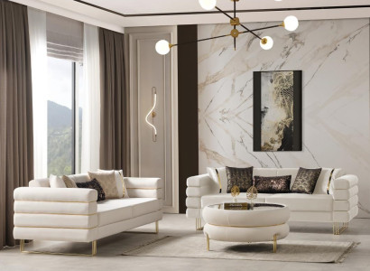 Wohnzimmer 2x 3-Sitzer Sofas Luxuriöse Weiß  Polster Couchen Sitzmöbel