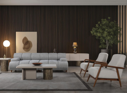 Luxus  Wohnzimmer Set Sofa 3-Sitzer 2x Sessel Top-Qualität Modernes Design